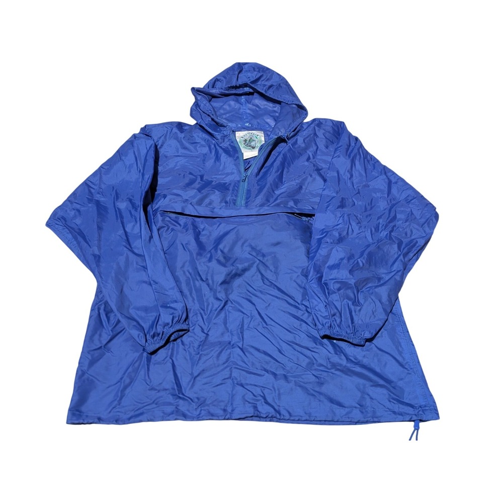 Vintage Rain Jacket Windbreaker Mens M Blue Half Zip Utility Rainfair Anorak